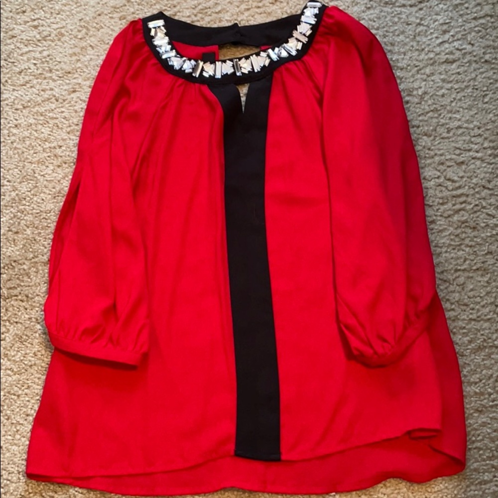 Red and black dress blouse